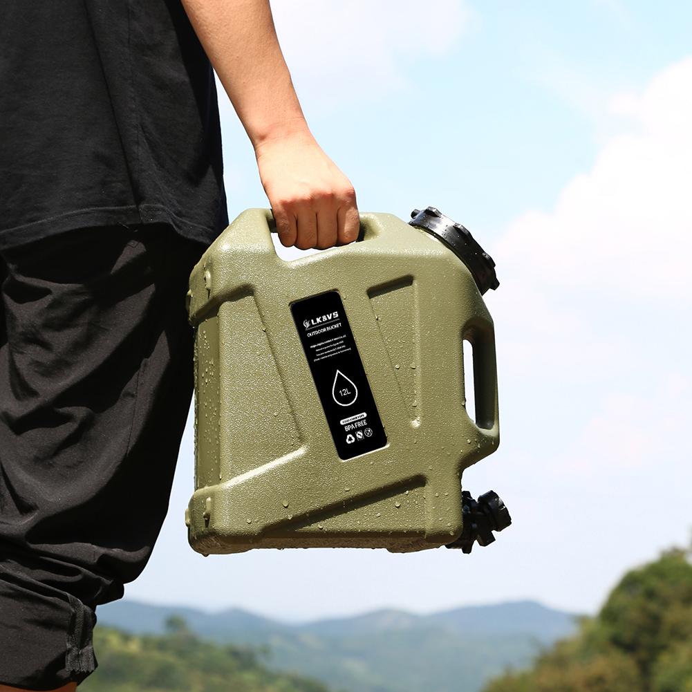 12L Wasserbehälter Auslaufsicher Tragbarer Camping-Wasserkanister mit Zapfhahn mit 2 Faltbaren Wasserbeuteln für Camping Wandern Notfall
