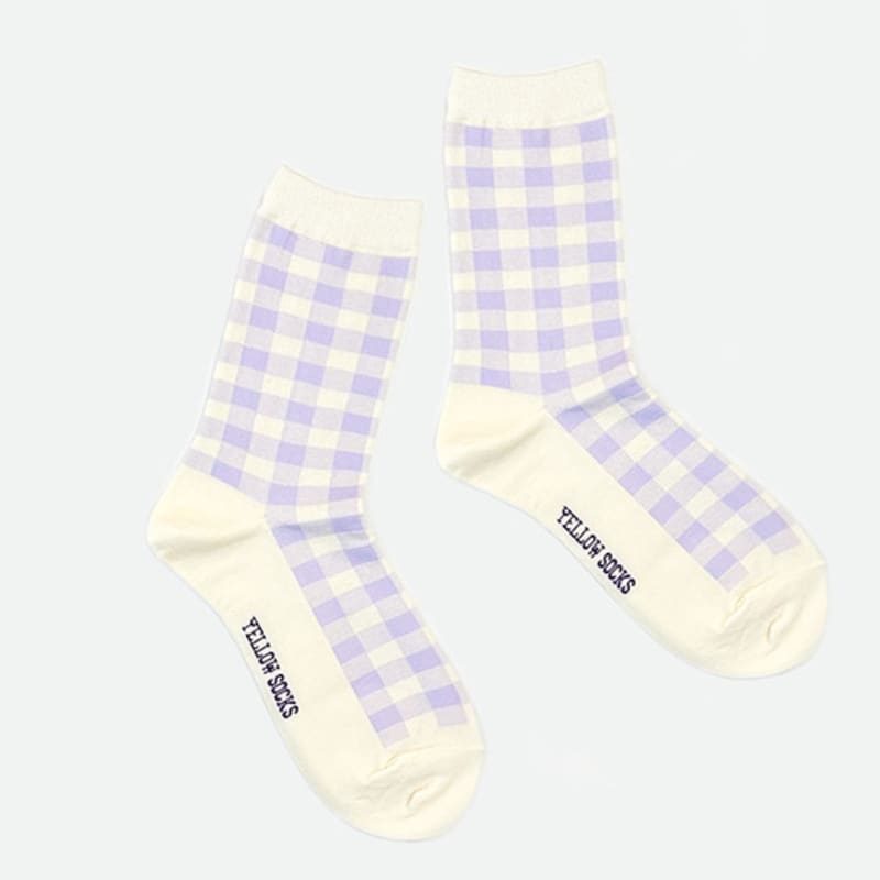 YELLOWSOCKS LINE CHECK LAVENDER