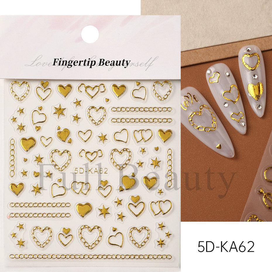 Nail Art Stickers Valentine's Day Embossed Three-dimensional 5D Hot Stamping Love Hollow Love Nail Stickers