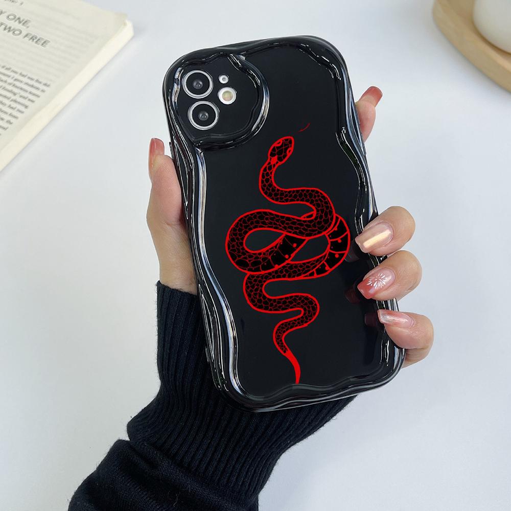 N73 Schwarzgold Schlangenmuster Weiche Wellenförmige Handyhüllen für iPhone 14 Pro Max 13 mini 15 Plus XR 7 8 6 XS Max 12 11 Schutz-Bumper-Hülle