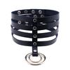 Four Row Rivet PU Leather Choker, Harajuku Punk Circular Ring Street Bar Necklace