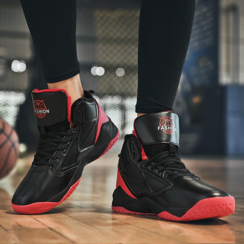 Breathable Men Basketball Shoes Women Hiking Shoe Unisex Plush Sneakers Couple Four Season Shoe Winter Plush Shoe Big Size 36-48