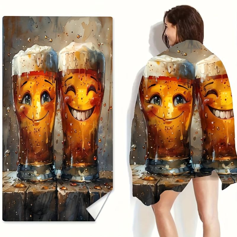 

Beer Festival Patterned Versatile Beach Towel, Suitable for Seaside Pool Bathroom Camping Yoga W30*H60(CM)