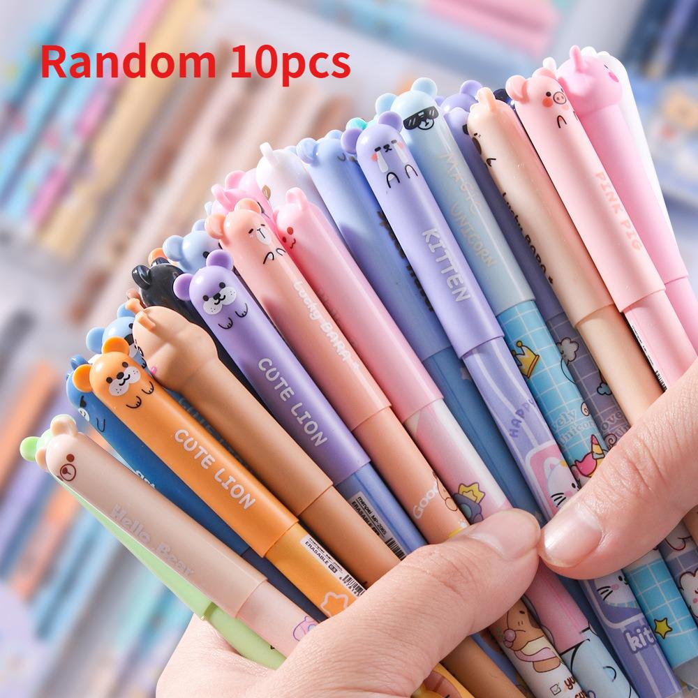 Mixed Random Cartoon Erasable High-visibility Neutral Pens, Easy-to-wipe Erasable Pens for Students' Stationery