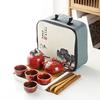 Travel tea set, portable ceramic kiln-changed glaze, one pot of four cups tea set, household personal gift box