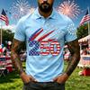 Men’s Short Sleeve Polo Shirt with Independence Day 250th Anniversary Printed Design Casual Fit Button Down Collar