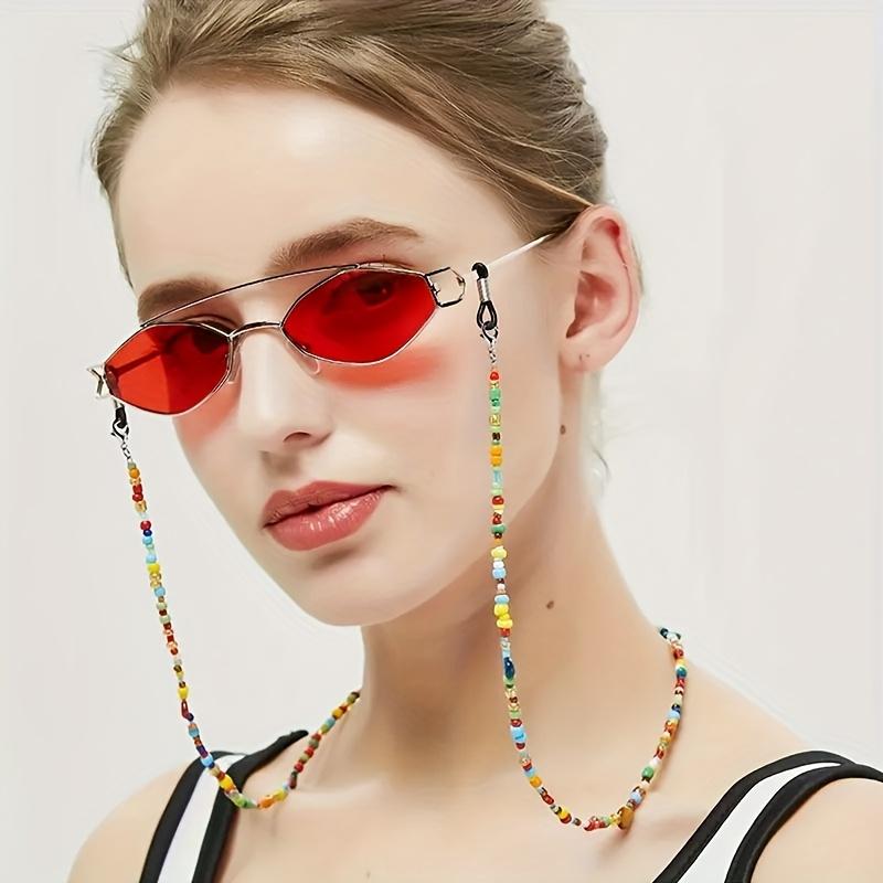 Boho Beaded Glasses Lanyard Strap, Adjustable Anti-Slip Fashion Eyewear Retainer for Reading Glasses and Face Masks