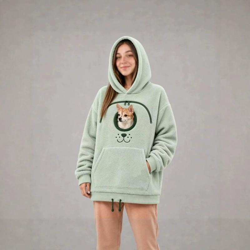 2026 Solid Color Hooded Pet Loose Fit Pullover Sweatshirt Unisex Casual Top