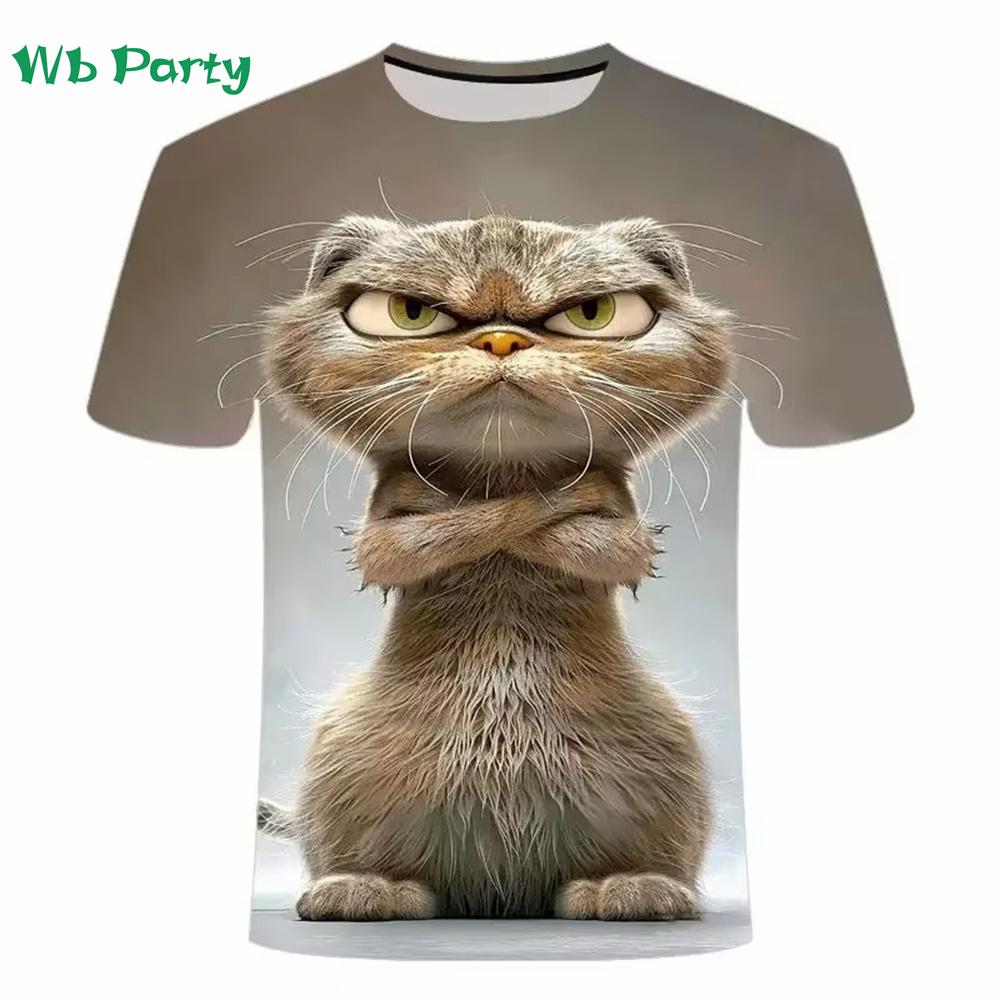 Kočičí tričko Pánská móda Pánské oblečení 3D potisk Kočičí grafické tričko Ležérní Volné Pánské oblečení O-výstřih Harajuku Pánské tričko Top