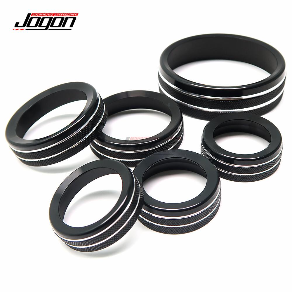 6PCS For Ford Bronco -23 Car Interior Central Console Air AC Conditioner Audio Knob Ring Adjust Radio 4WD Button Accessories Black Color