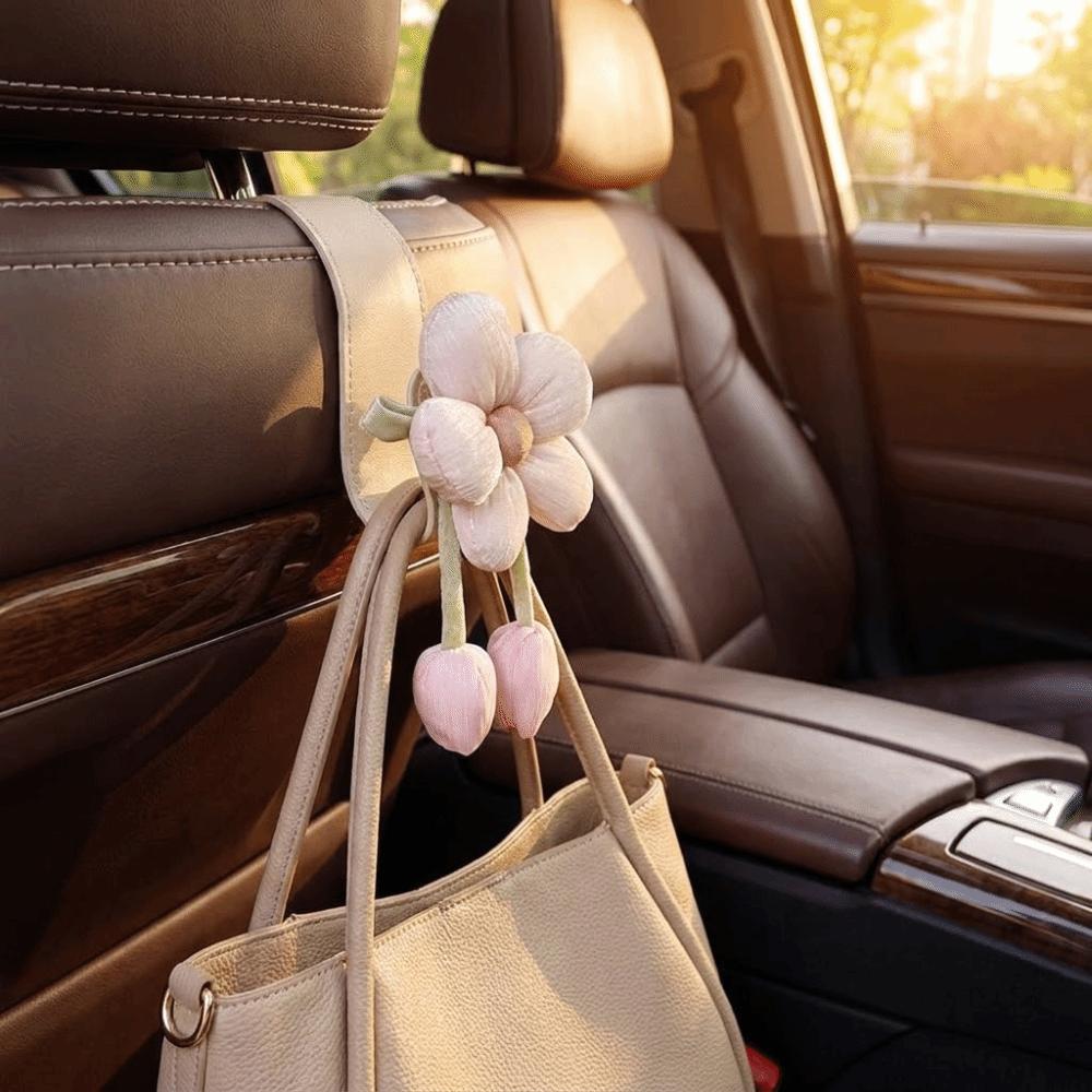 Space Saver Tulip Flower Car Hooks Portable Car Hanging Hook Multipurpose Car Back Seat Hooks SUV
