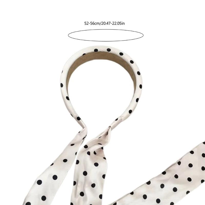 Elegant Dotted/Flower Print Headband Model Show Pastoral Style Hairband for Girl