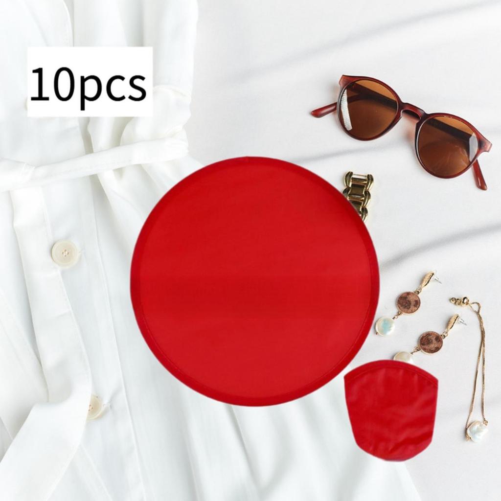 10 Folding Fans, Round Summer Hand 25 Cm Diameter, Classic Portable Throwing Disc for