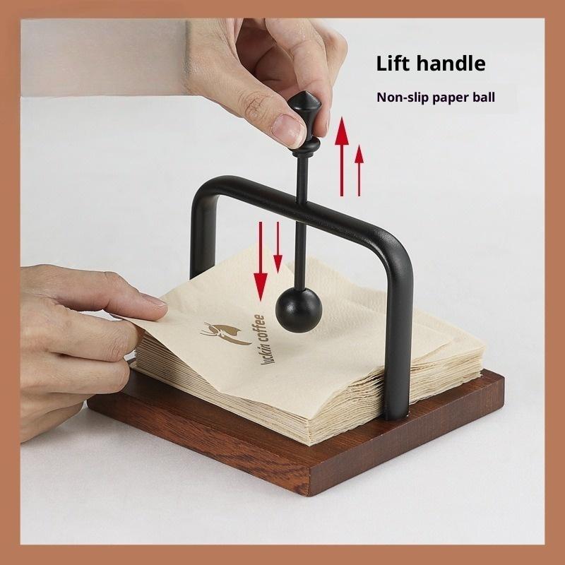 Servetthållare och dispenserställ i trä för bordsskiva, robust bas för restaurang, café, hemmakökbänk