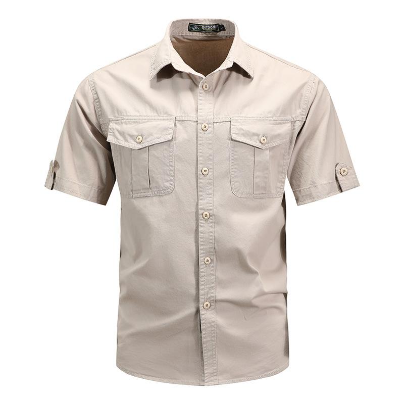 Men S Short Sleeve Loose Fit Casual Shirt M белый