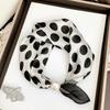 Printed Neck Scarf Pearl Buckle Neckerchief New Silk Scarf  Women