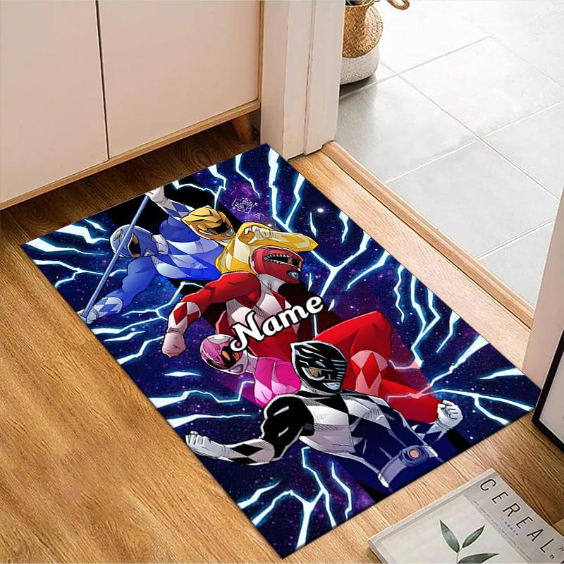 Custom Name Ranger Hero Pose Rug for Living Room, Game Rooms, Office, Bedroom, Floor Mat Playful Design, fan gifts Christmas decor