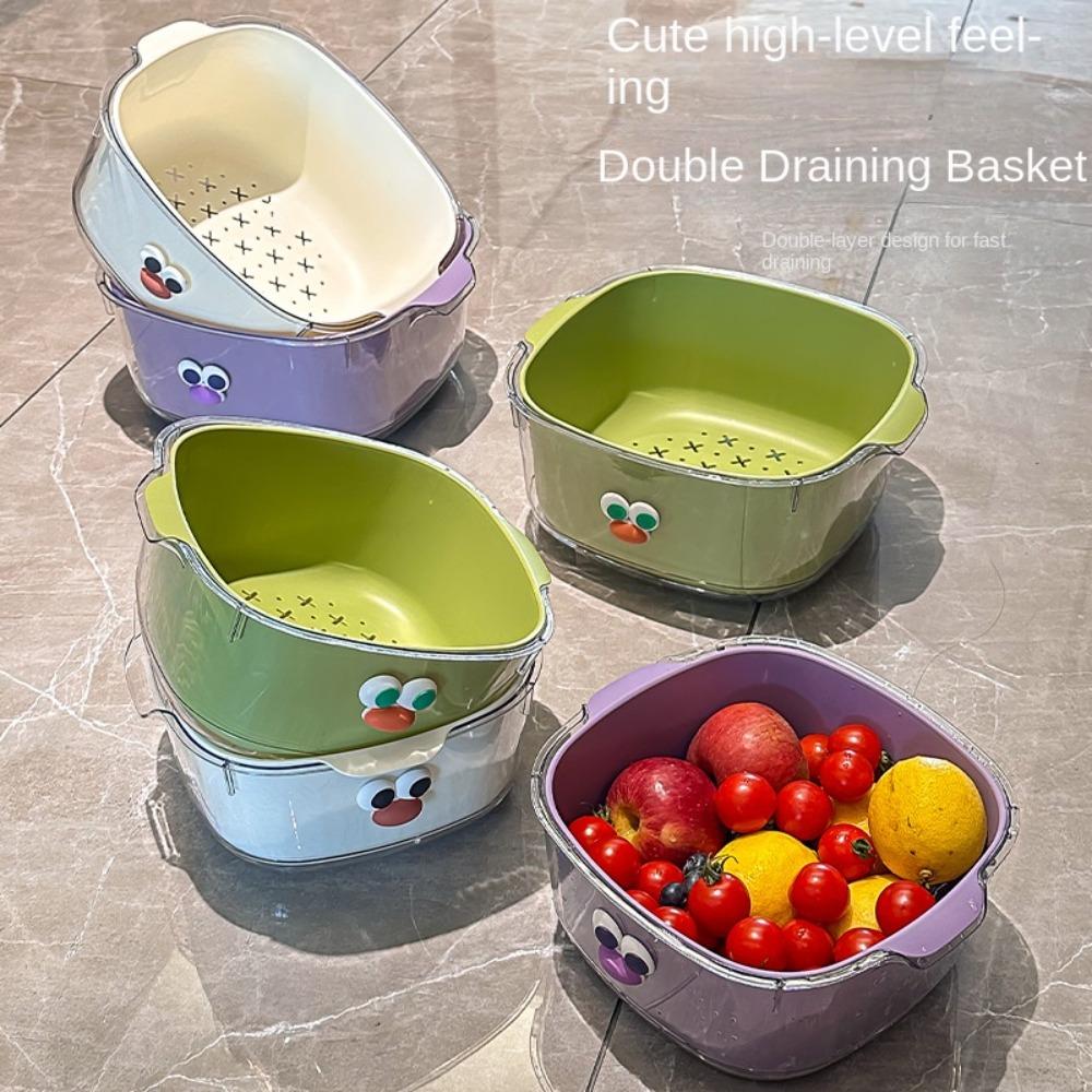 

Plastic Drainer Bowl Double Drain Tomato Washer High Quality Berry Washer фіолетовий