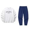 Anta Letter Print Loose Round Neck Sweatshirt Elastic Waist Cuffed Fleece Long Pants Casual Sports Suit 152448706N-1+952517307N-2