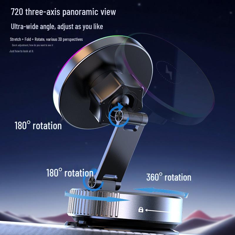 K5S Magnetic Car Wireless Charger & 360° Rotating Phone Holder with Suction Cup