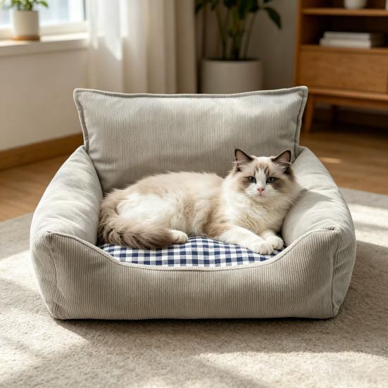 Cat Sofa Thickened High-Elastic Filling Removable Washable Cover Sofa-Style Design for Cats and Dogs All-Season Breathable Pet Bed