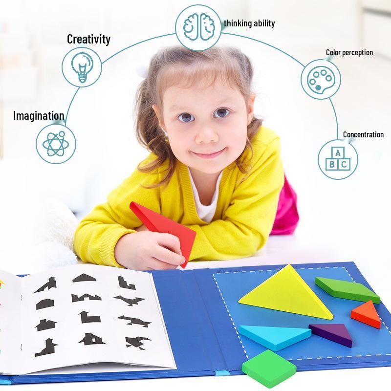 Magnetic Tangram Puzzle Blocks for Kids, Ages 3-6