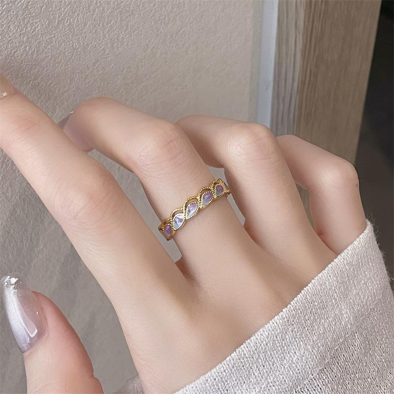 Enamel Flower Ancient Method Dripping Oil Gradual Change Opening Ring Women Exquisite Sweet Medieval Retro Light Luxury High Sense Ring