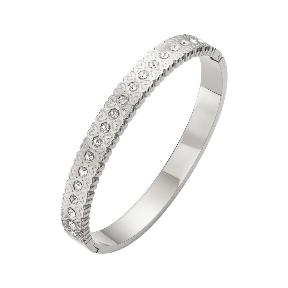 Exquisite Titanium Stainless Steel Bracelet with Irregular Inlaid Rhinestones - Starry Electroplated Design