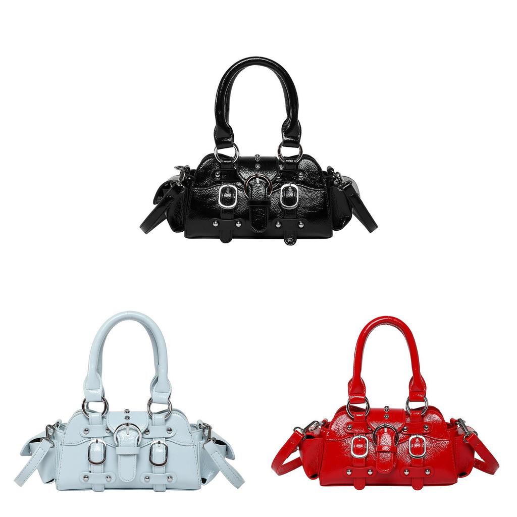 Motorcycle Style Womens Pu Crossbody Bag With Zipper Pockets For Daily Use