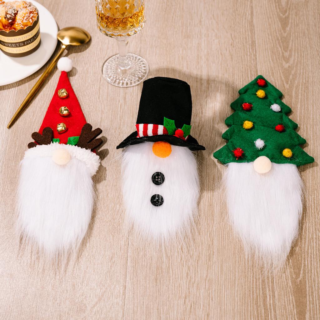 Santa Whimsical Hat And Antlers Wine Bottle Cover For Charming Festivities Christmas