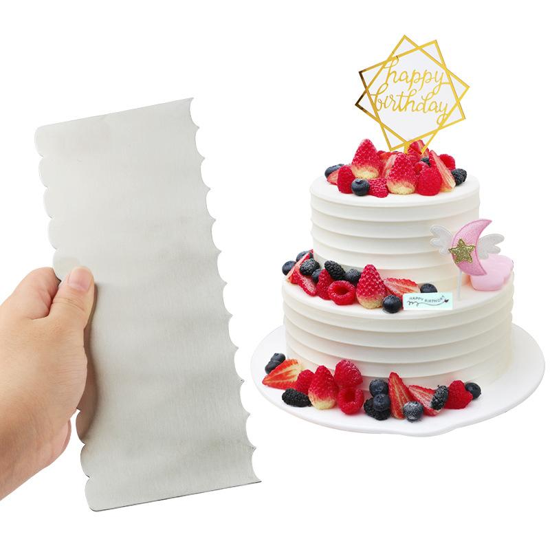 DIY Dessert Creme Schaber Edelstahl Backen Schaber Set Doppelseitige Zahn Creme Kuchen Schaber Backen Utensilien