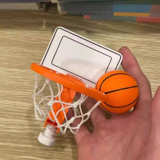 Mini Desktop Basketball Hoop with Self-Adhesive Mount Stress Relief Finger Basketball Set for Office Home Portable Fun Tabletop Game Creative Desk