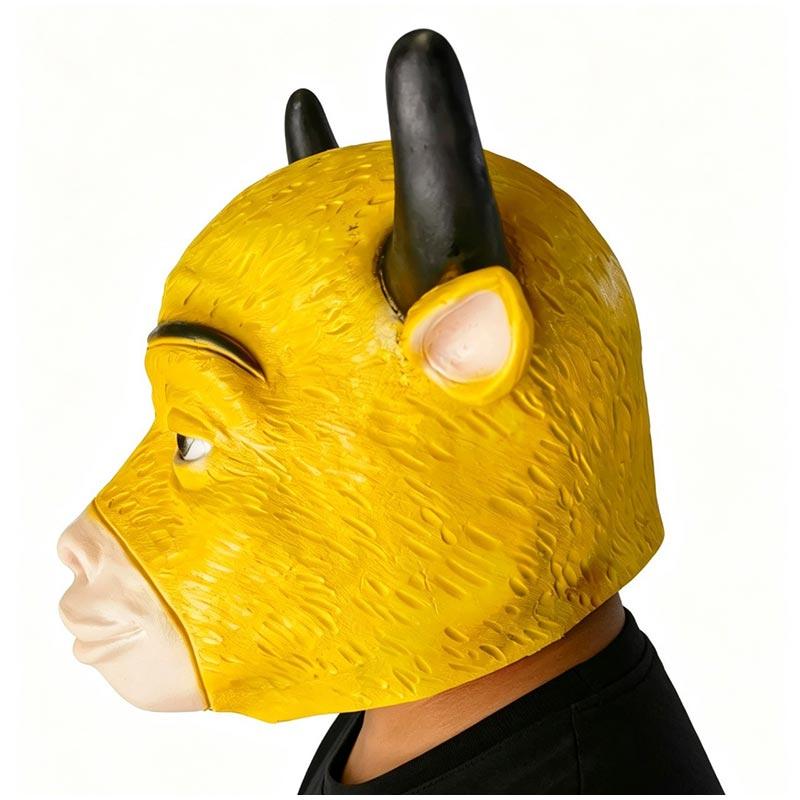 Halloween Latex Bull Head Mask Creepy Cow Costume Mask for Adults Spooky Animal Face Cosplay Party Props
