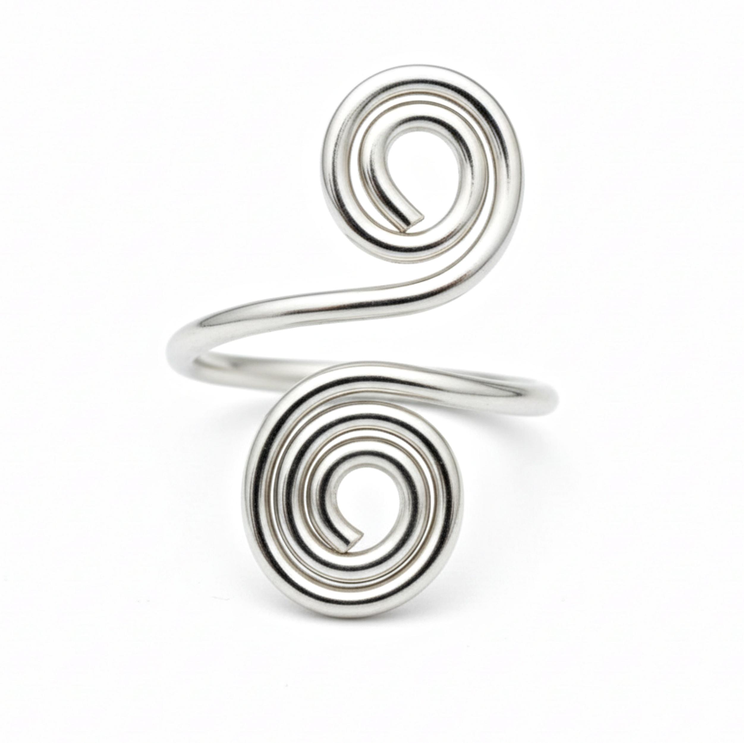 

Открытое кольцо-спираль из стерлингового серебра 925 пробы, Регулируемое спиральное кольцо, Минималистичное кольцо из проволоки 12 серебряный