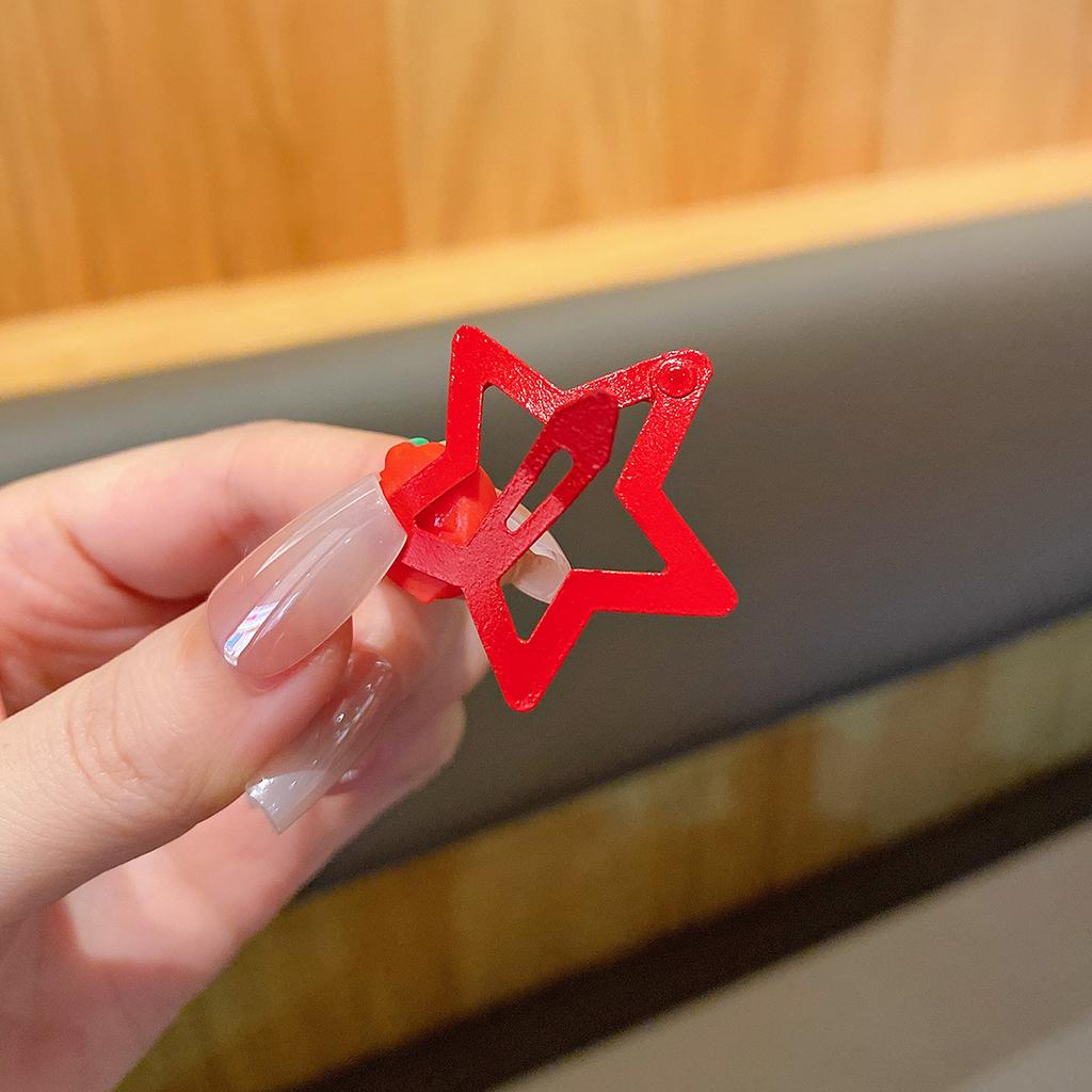 10pcs Children'S High-End Strawberry Pentagonal Star Hair Clip, Girls' Niche Design Hair Clip, Sweet And Versatile Clip Accessory