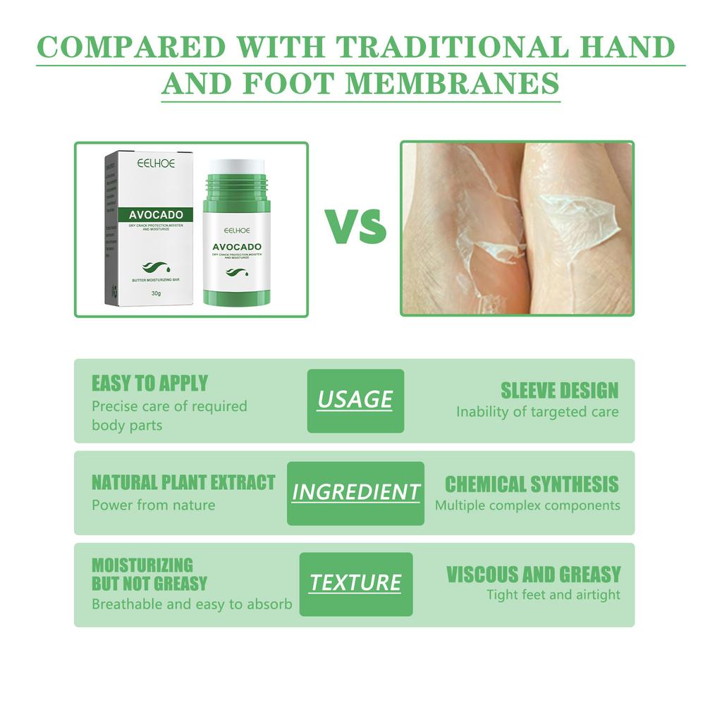 EELHOE Krem do stóp przeciw pękaniu z awokado, maska na suche stopy, krem naprawczy na pękanie pięt, usuwanie odcisków, martwy naskórek, pielęgnacja dłoni i stóp