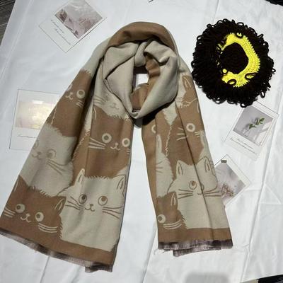 Damen Niedlicher Katze Imitationskaschmir Schal - Herbst/Winter Warmer Schal