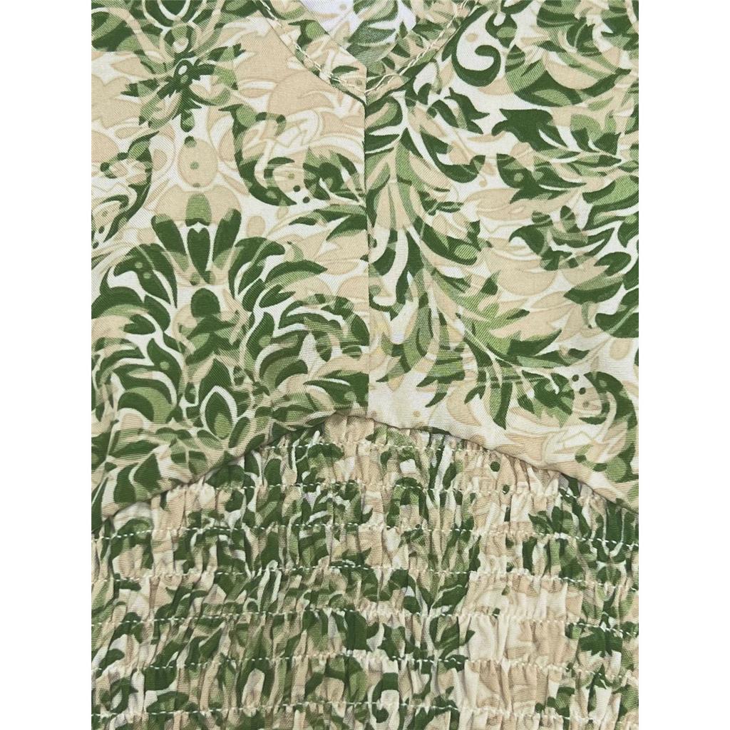 Women's short-sleeved V-neck retro printed dress Fashion elegant long dress