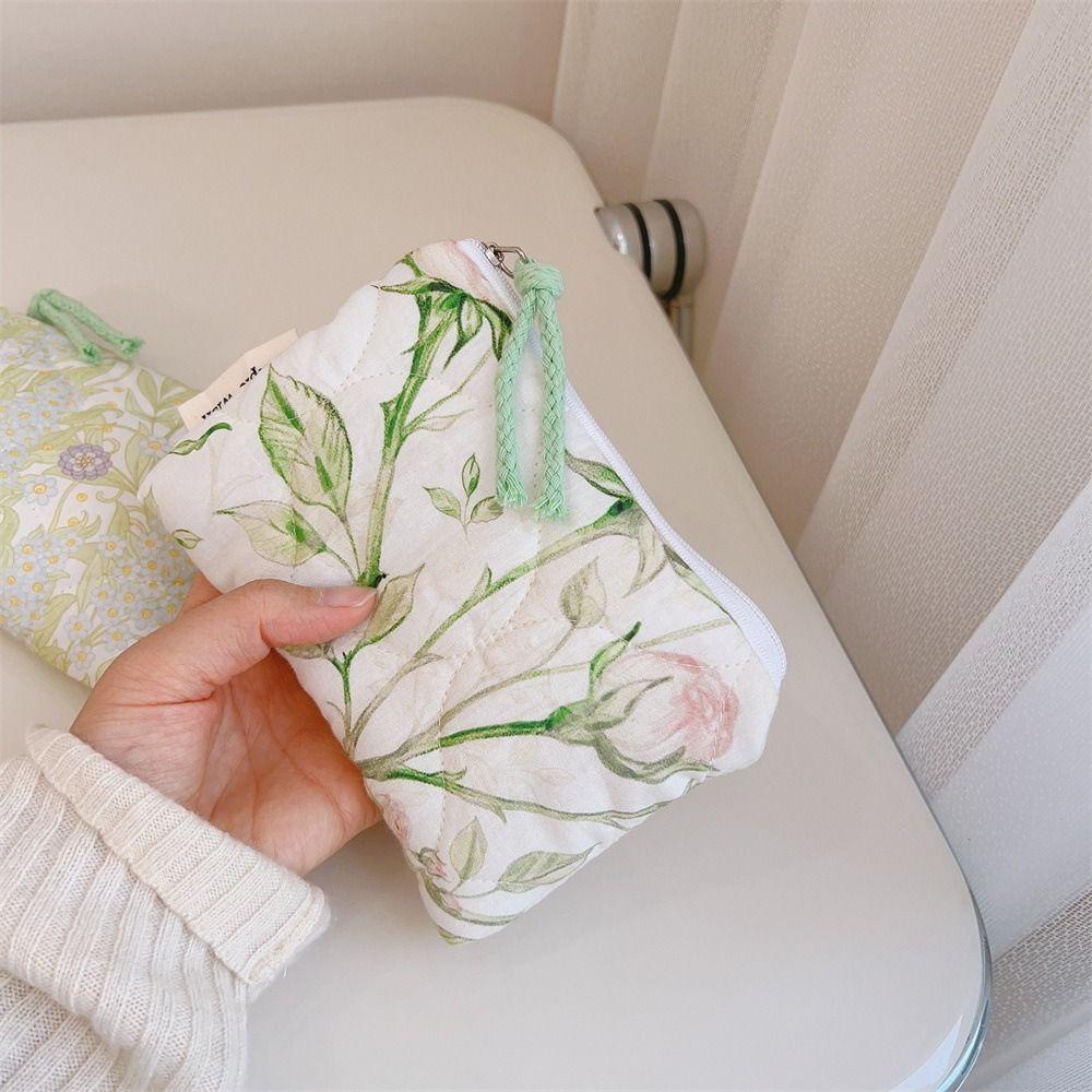Makeup Bag Fragmented Flower Cosmetic Pouch Large Capacity Cotton Card Pouch Cute Sweet Coin Purse Girl