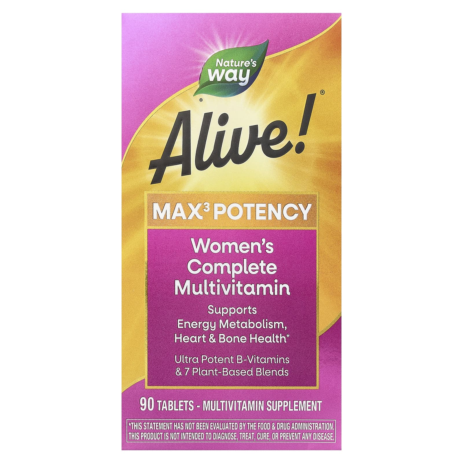 

Nature S Way, Alive! Max3 Potency, Women s Complete Multivitamin, 90 Tablets