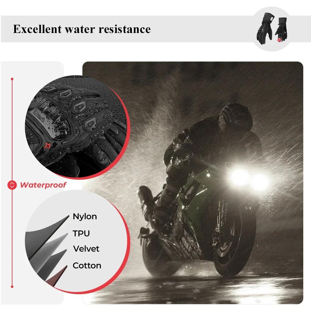 KEMiMOTO Zimní motocyklové rukavice CE Ochranné Černé Guantes Moto Invierno Teplé Rukavice pro dotykovou obrazovku Vodotěsné Větruodolné