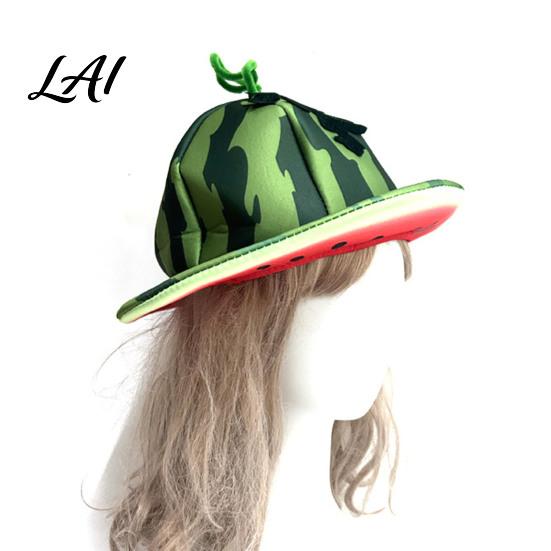 Versatile Elastic Fit Hat Watermelon Party Hat Wide Brim Sun Visor for Costume Parties Soft Lightweight Unisex Headwear Summer Beach Halloween