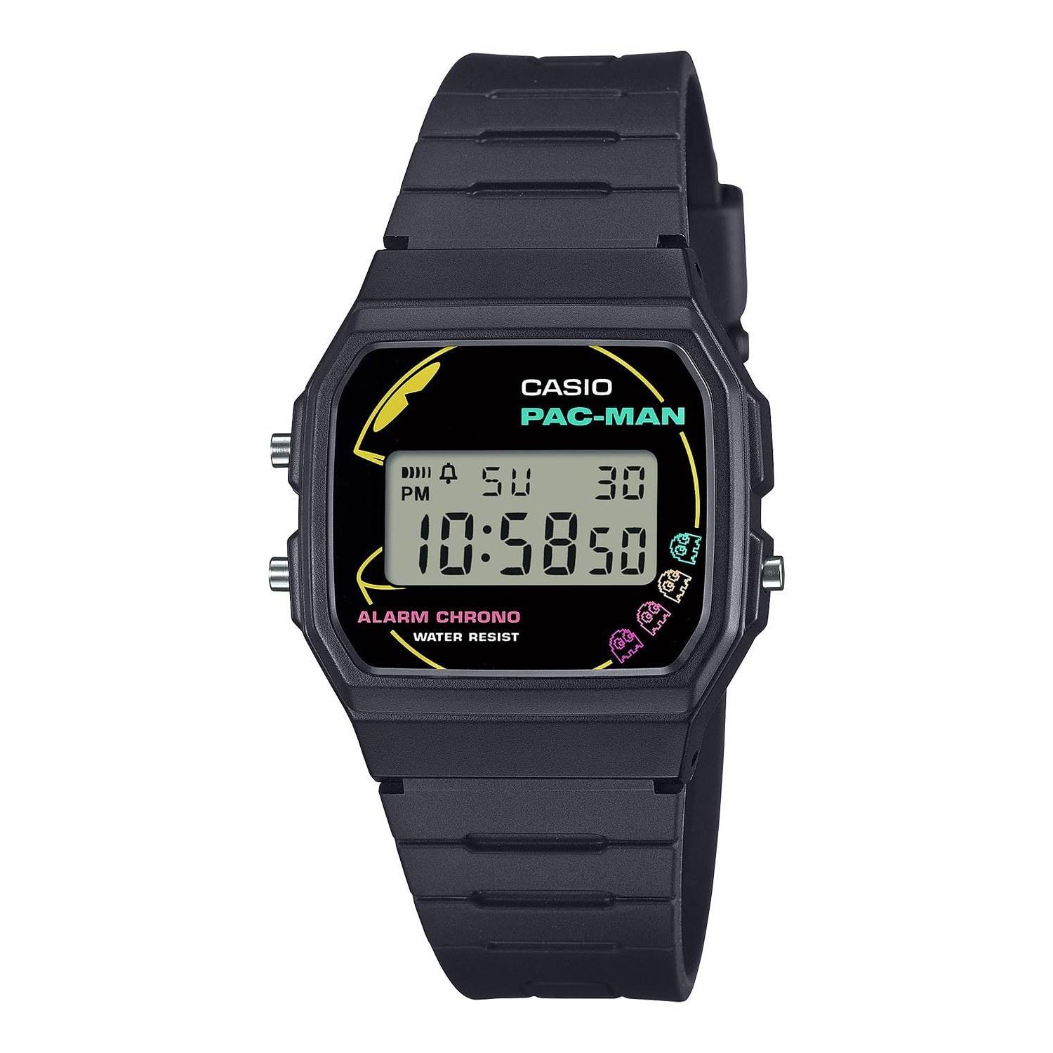 Наручные часы Casio Классическая модель PAC-MAN collaboration изготовлена из биопластика F-91WPC-1AJR мужские черные