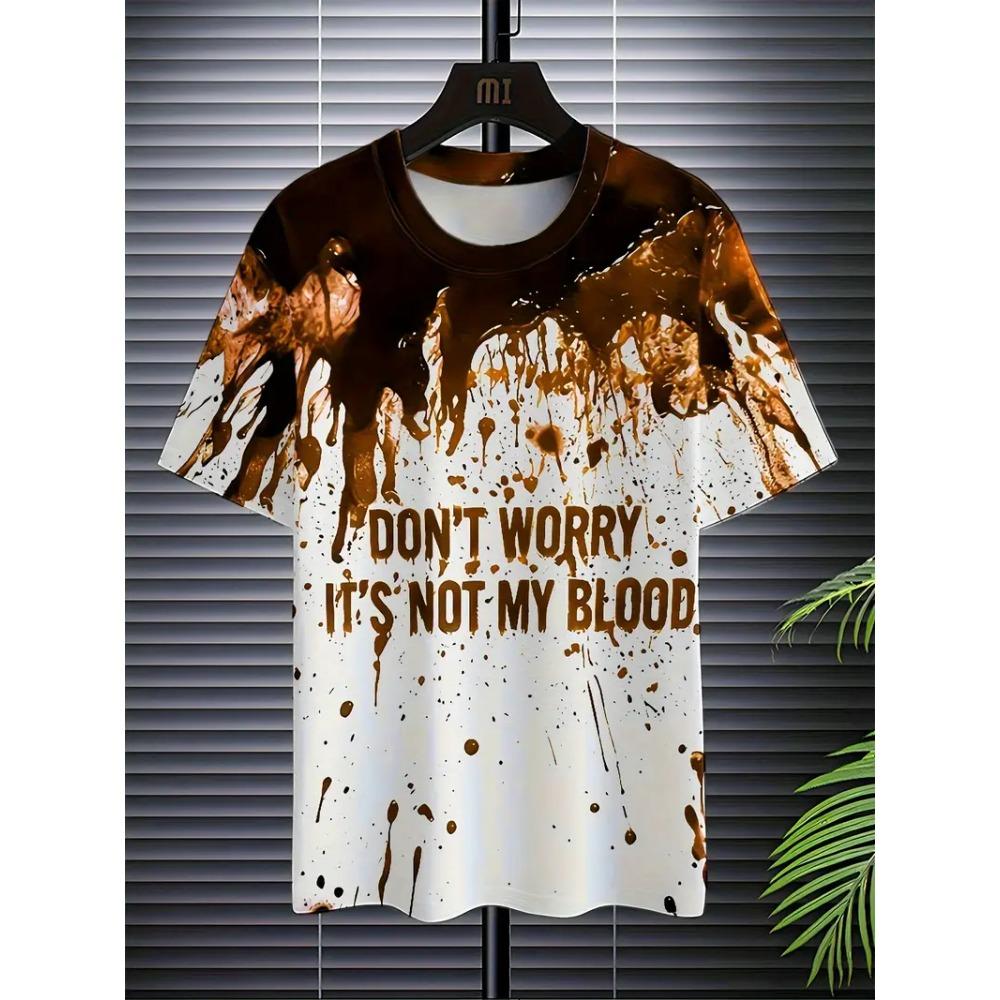 Fun Bloody Horror Pattern 3D Printed Graphic Tee Shirt Blood Street Man Tops Casual Fashion Plus Size Tees Top Women Clothing