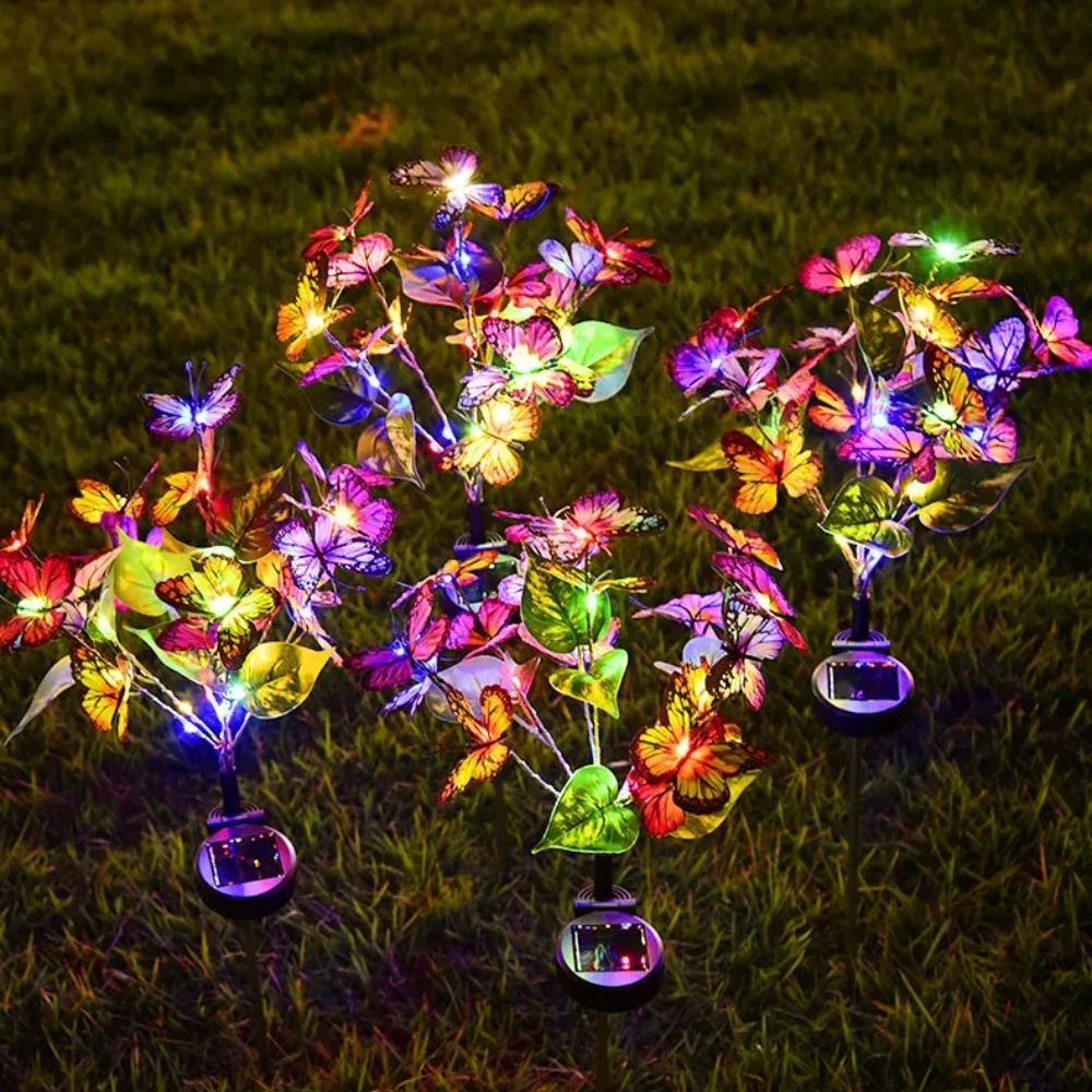 Solar Butterfly Flower Ground Lamp , Outdoor Solar Garden Lamp, Plastic Material, Great for Garden, Yard and Lawn Decoration
