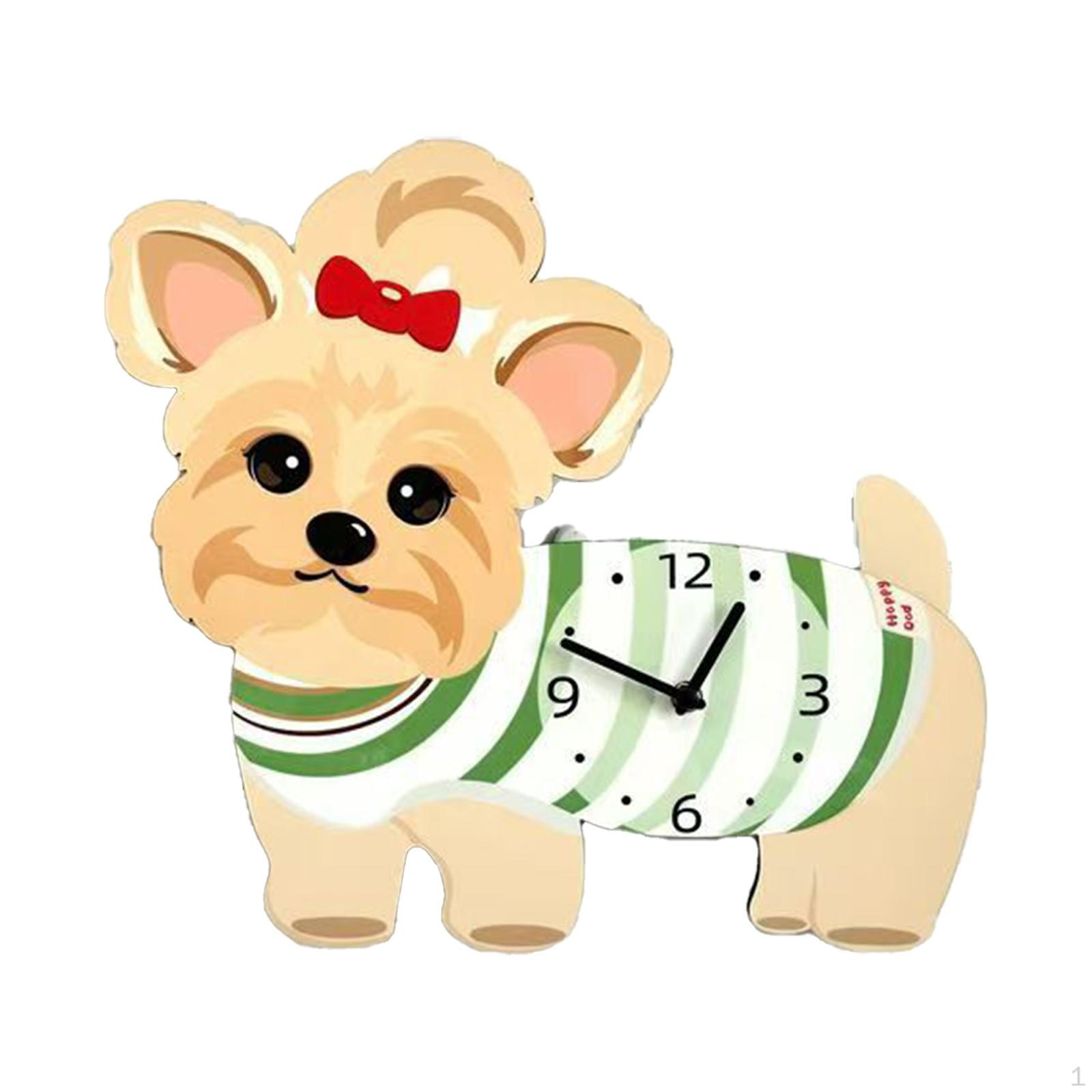 

Cute Wall Clock Quiet with Swinging Tail Creative Lovely Puppy Hanging for Living Room