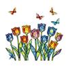 Spring Summer Tulip Window Clings Stained Glass Style Floral Butterflies Window Sticker Double-Side Glass