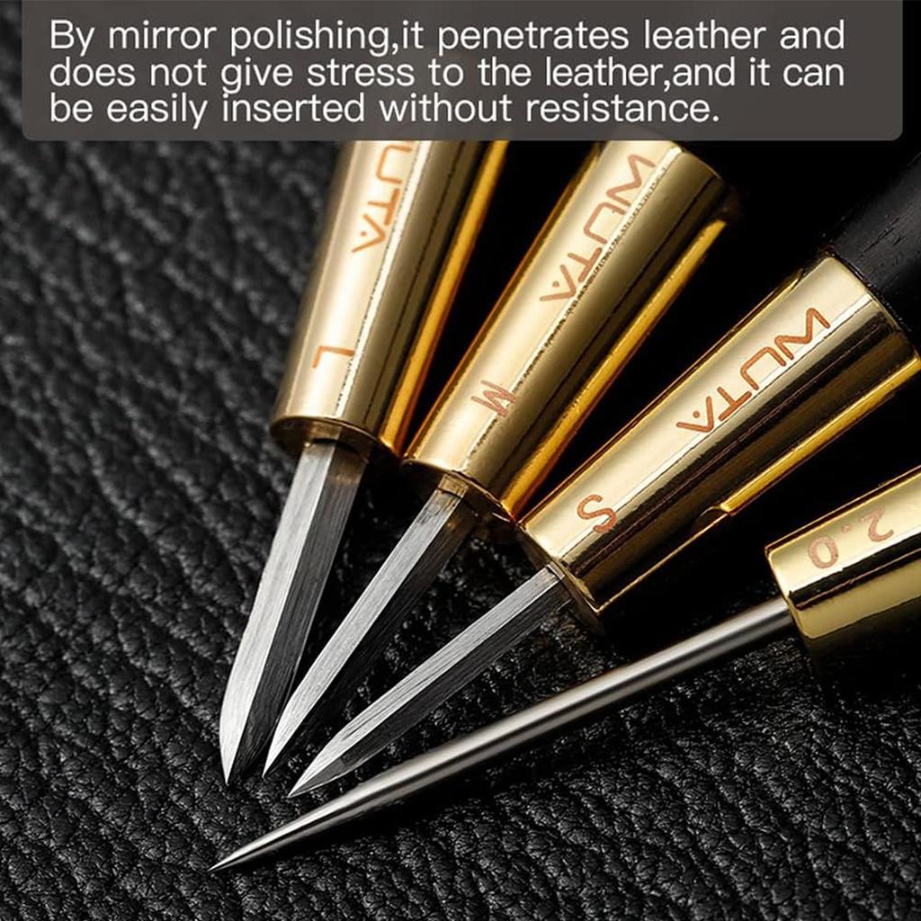 WUTA Ebenholz Ahle mit Rosenholz Lederhandwerk Nähen Handgemacht Leder Nähen DIY Griff, Set, Werkzeuge, Werkzeuge, (Rund, 2,0 mm)