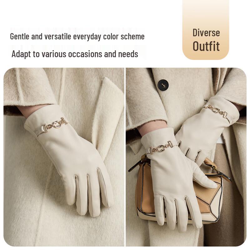 JIUMU Gants d'hiver chauds en agneau pour femmes