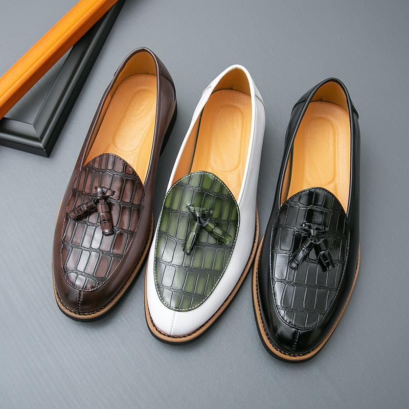 High-quality Men Formal Shoes Fringed Leather Loafers Men Business British Wedding Social Leather Shoes Men Formal Shoes 39-47